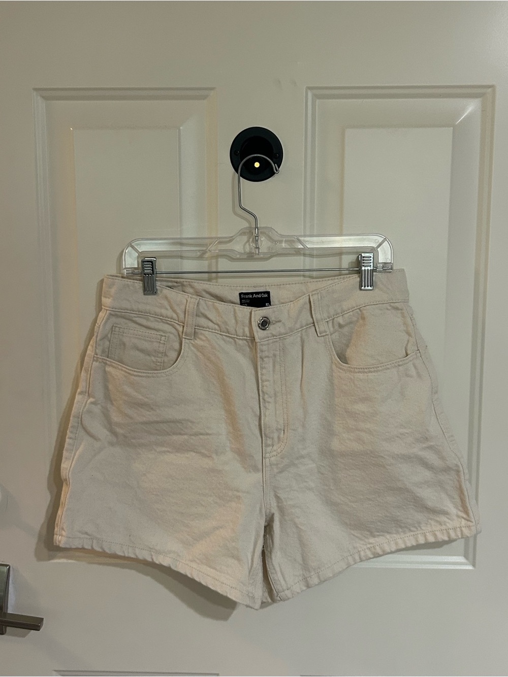 Frank and Oak High Waist Cream Denim Shorts - Women's